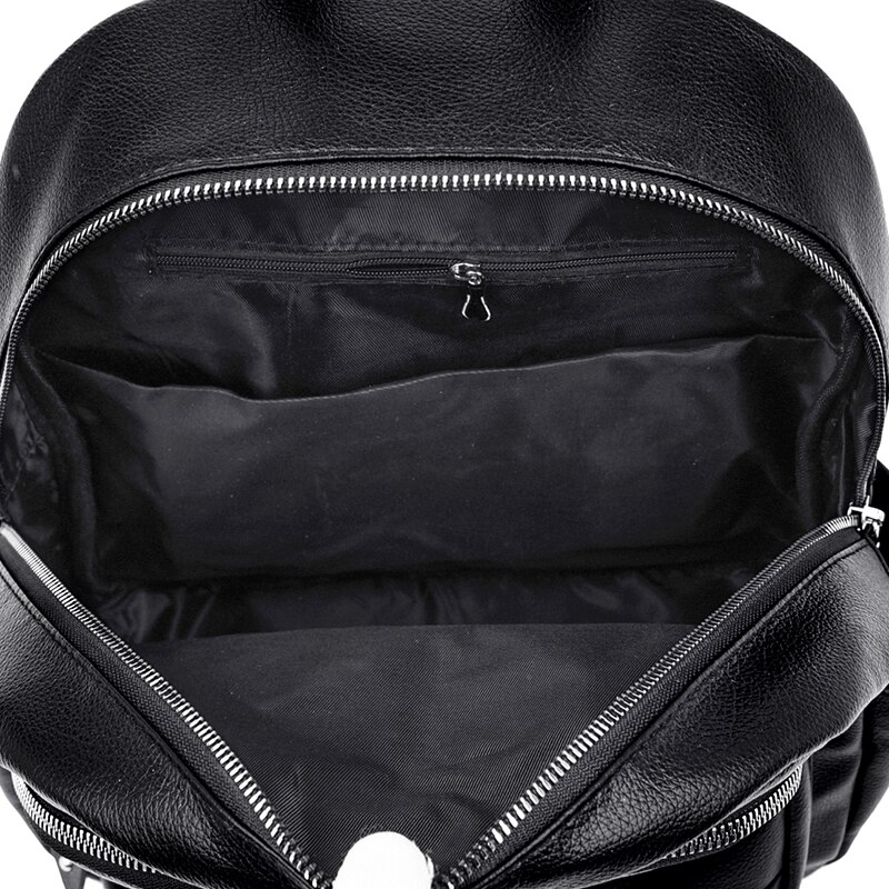 Zwart Lederen Rugzakken Voor Vrouwen Grote Capaciteit School Rugzak Tienermeisje Boek Tas Effen Kleur Reizen Backbag Sac Een dos