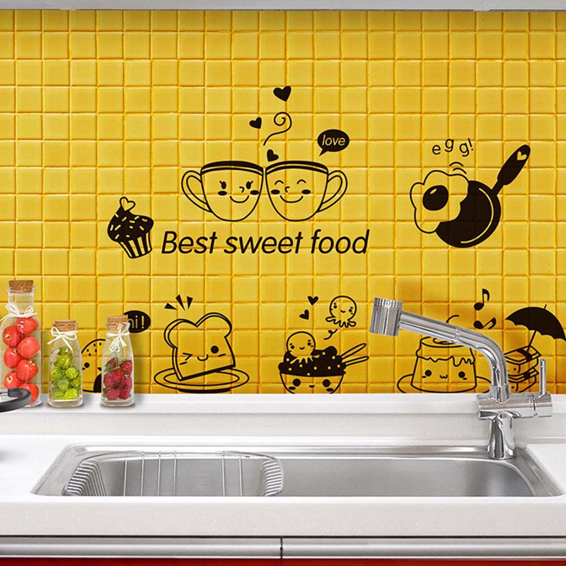 Keuken Stickers Op De Muur Van Koffie Zoete Voedsel Diy Wall Art Boeken Sticker Decorating De Oven Eetkamer Behang