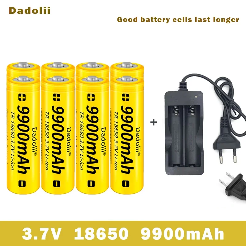 18650 Battery Rechargeable Battery 3.7V 18650 9900mAh Capacity Li-ion Rechargeable Battery For Flashlight Torch Battery+Charger: SKY BLUE