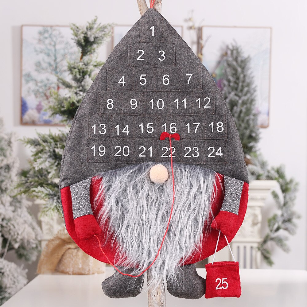 Jul svensk nisse tomte adventskalender hængende jul grå hat svensk julemand nedtællingskalender til juleindretning: -en