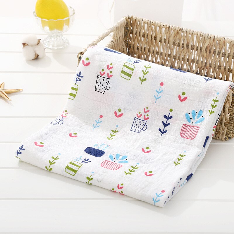 Muslin 100% Cotton Baby Swaddles Soft Newborn Blankets Bath Gauze Infant Wrap Sleepsack Stroller Cover Play Mat: CupFlower