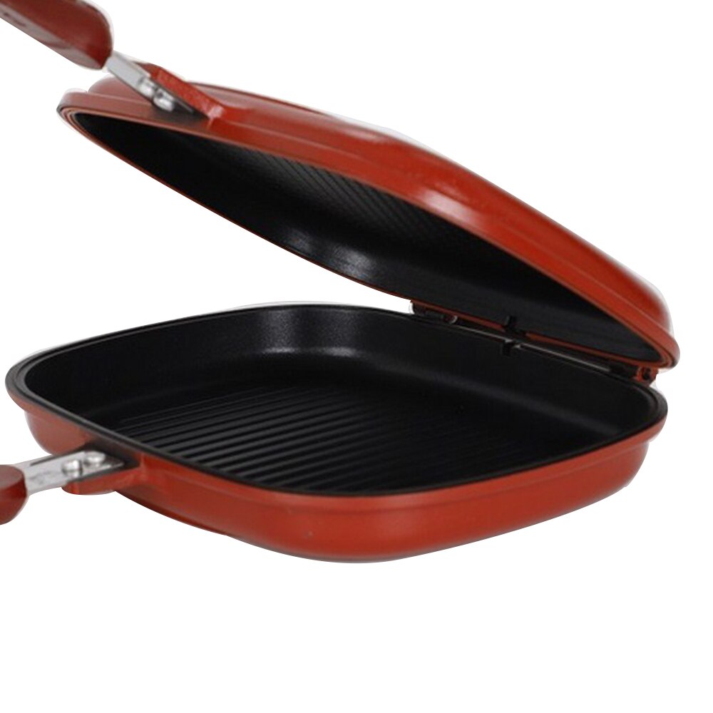 Non-stick Double-sided Frying Pan No Oil Splash Less Smoky Smell Wok Portable Double Sided Steak Frying Pan for Home Kitchen: Default Title