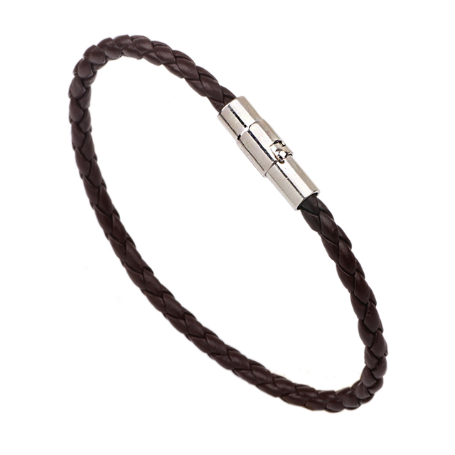 Double color braids leather bracelet charming and contracted black rope female bracelet bracelet leather bracelet jewelr: coffee