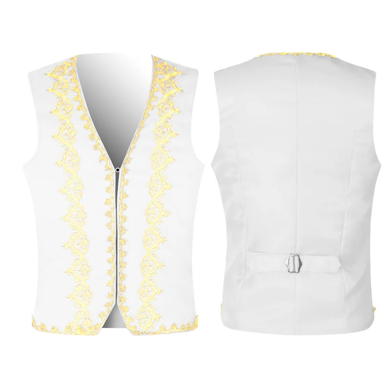 V-neck European and American Single Breasted Outer Decorative Coat Vest for Men Costume For Kids Adult: XXL / Beige