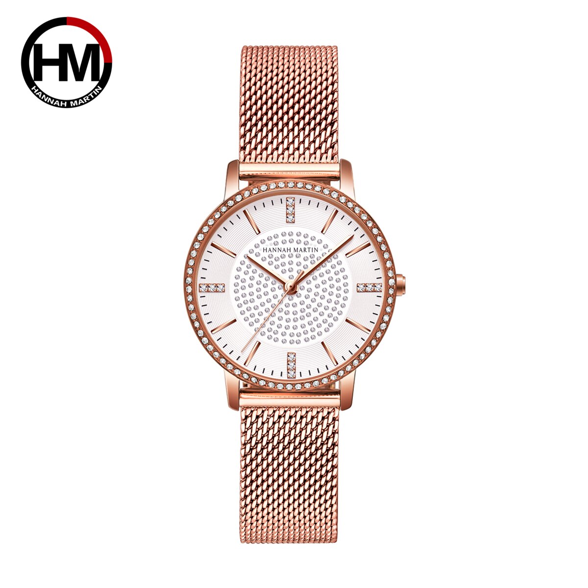 Hannah Martin Quartz Diamanten Horloge Voor Vrouwen Horloge Mode Luxe Dames Horloges Horloges Voor Vrouwen Reloj Mujer: white