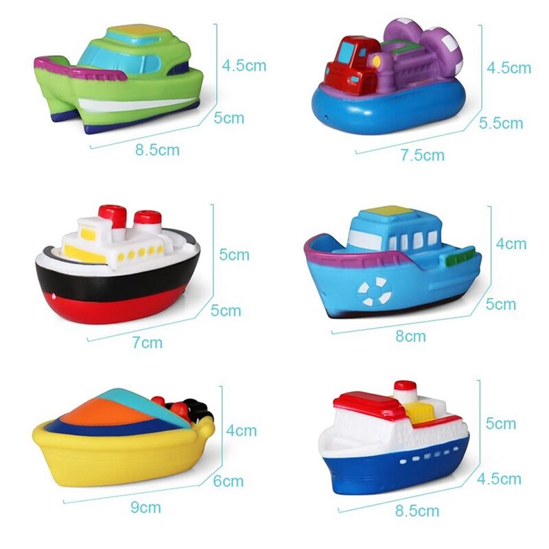 6Pc Bath Toys Floating Bath Boat Toys Baby Soft Bath Time Toys Bathtub Pool Water Toys and Soft Bath Toys for Toddlers
