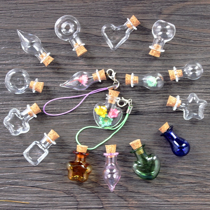 5 pièces bricolage pendentifs bouchon de liège flacon de stockage Mini verre bouteilles de liège vides échantillons pots souhaitant bouteille de mariage décoration de la maison