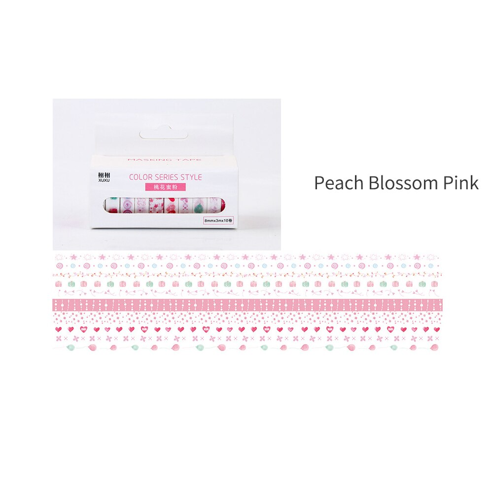 10Rolls Freash Washi Japanse Papier Tapes Afplakband Scrapbooking Tape Roll 8Mm 3 Meter/Roll Voor Diy decoratie Cadeaupapier: 3