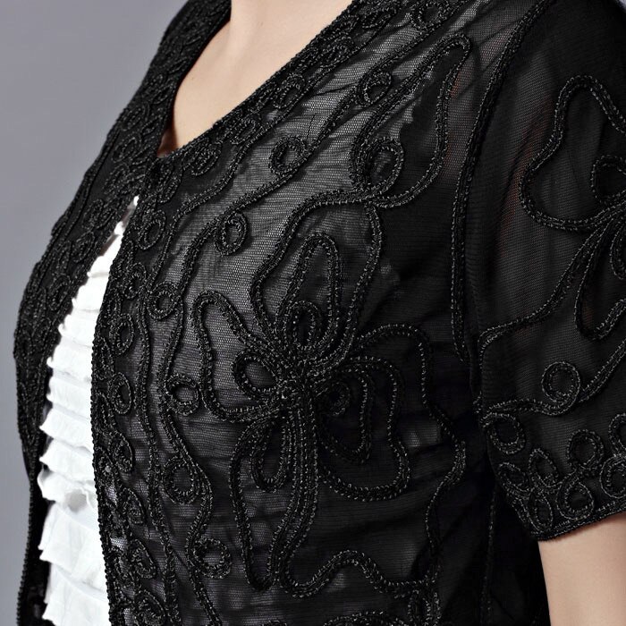 Zomer Dunne Borduurwerk Korte Mouw Kant Mesh Vest Gehaakte Shrugs Voor Vrouwen Mujer Casual Koreaanse Kleine Cape