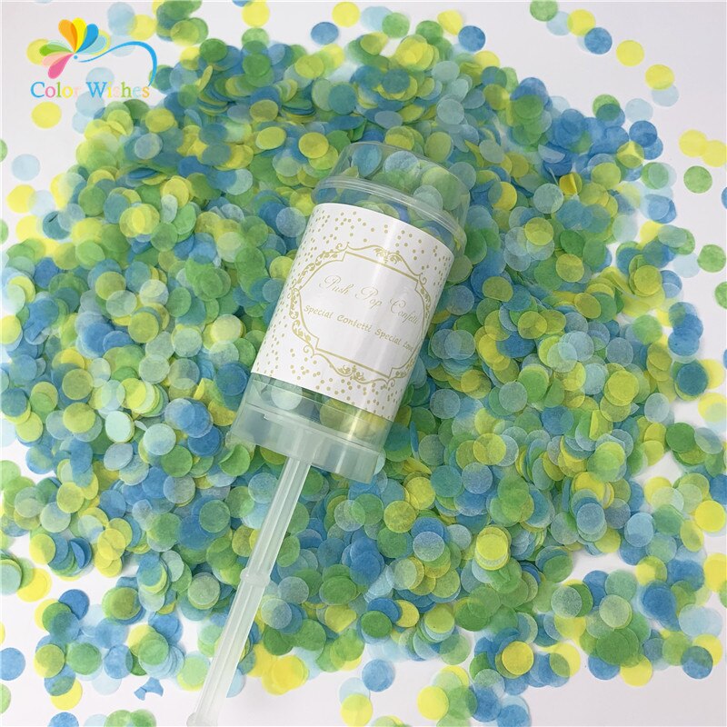 1pc runde push pop konfettis container konfetti poppers bryllup bryllup fødselsdag polterabend fester: W01
