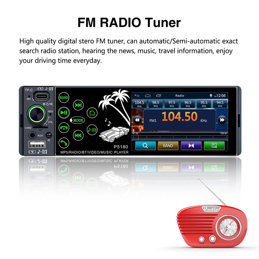 Car MP5 Player 3.8 Inch IPS Capacitive Touch Screen 1 Din Stereo Player FM Radio USB Aux MP5 Player With HD Touch Screen For