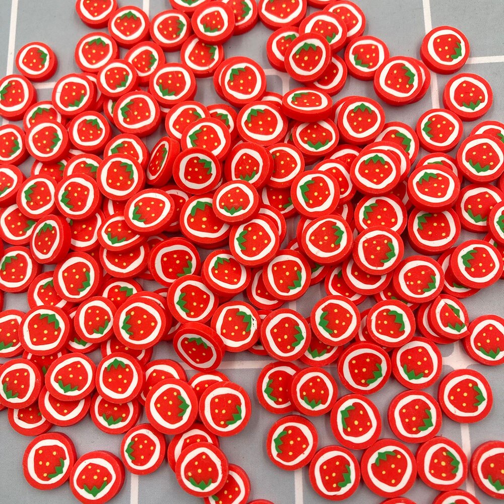 Tranches de fraises en argile polymère, 100g, pour bricolage, décoration Nail Art, artisanat, Scrapbooking, décor