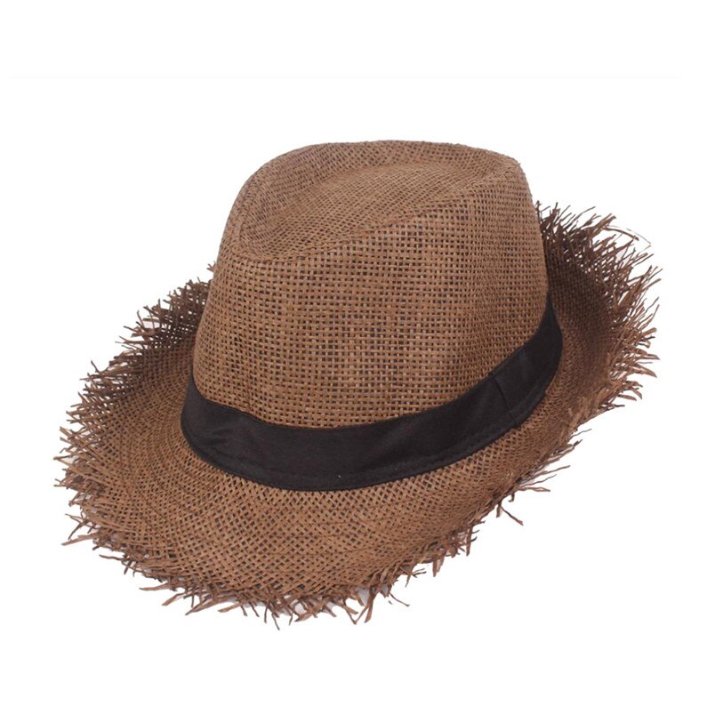 Straw Hat Men Panama Caps Summer Style Sun Hat Beach Classic Male Hats And Caps: Brown