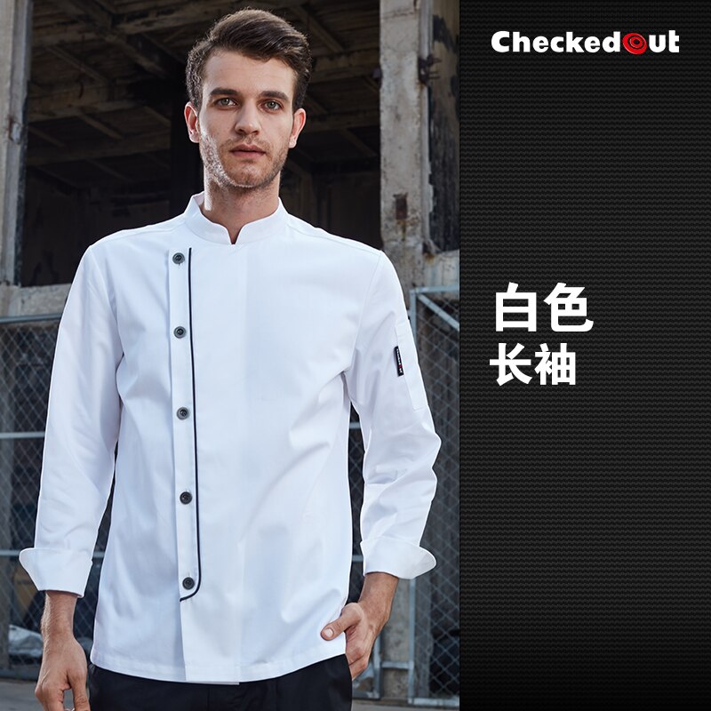 spring and autumn food service washable cook clothes comfortable restaurant kitchen long sleeve French chef uniform: white / XXL