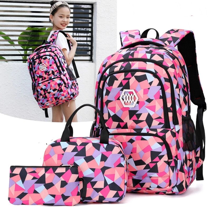 3 Stks/set Kinderen Schooltassen Meisjes Primaire Rugzak Kind School Backpcak Prinses Schooltassen Kids Mochilas Escolar