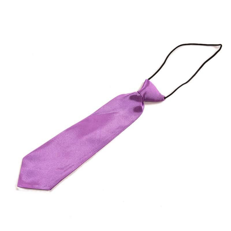 Jongen Tie Kids Baby School Boy Wedding Stropdas Das Elastische Effen Kleur Vlek: Purple