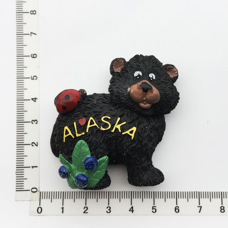 USA Alaska 3D Cartoon Bear &amp; Milu deer Fridge Magnets Tourism Souvenir Refrigerator Magnetic Sticker Collection: AUS21040025