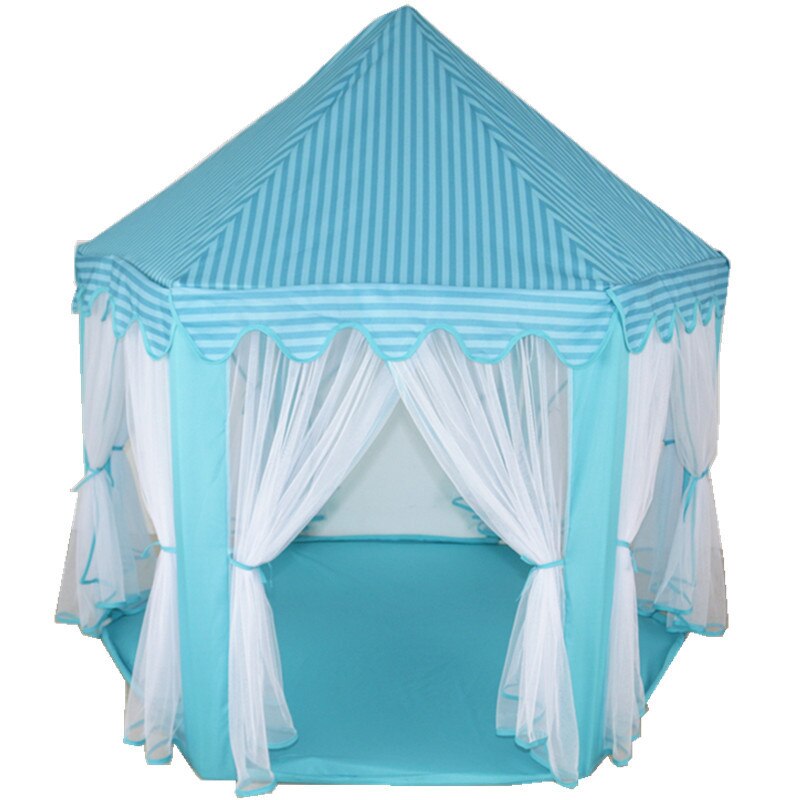 140*135Cm Grote Prinses Kasteel Tule Kind Huis Spel Selling Play Tent Yurt Creatieve Ontwikkelen Outdoor Indoor Verlichting ballen Speelgoed: Blauw