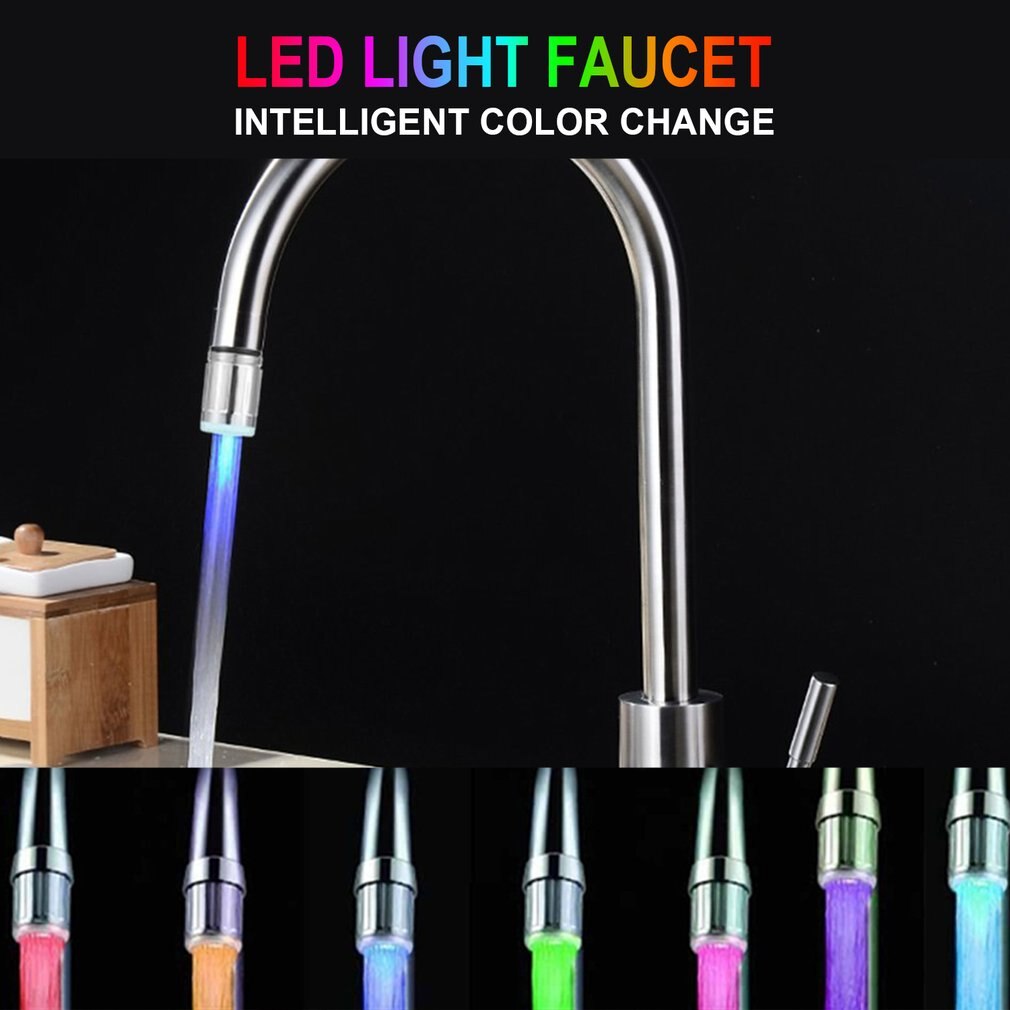 Lumière LED changement de lueur robinet de cuisine douche économie d&#39;eau nouveauté buse de robinet lumineux salle de bains lumière chaude: Multiple color