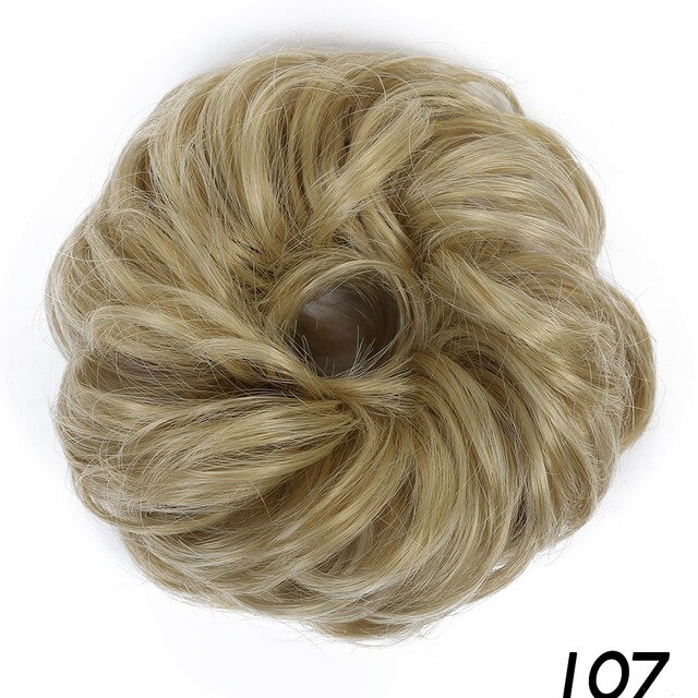 LVHAN rizos resistentes al calor colores de pelo sintético mujeres updo con tira de goma piezas de pelo moño sintético para blanco: FQ01-107
