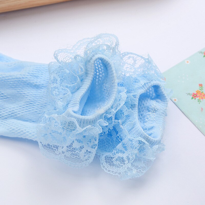 1 Pair Lytwtw's Cute Lace Breathable Thin Newborn Baby Girl Kids Sock Anti Slip Summer Mesh Socks Children