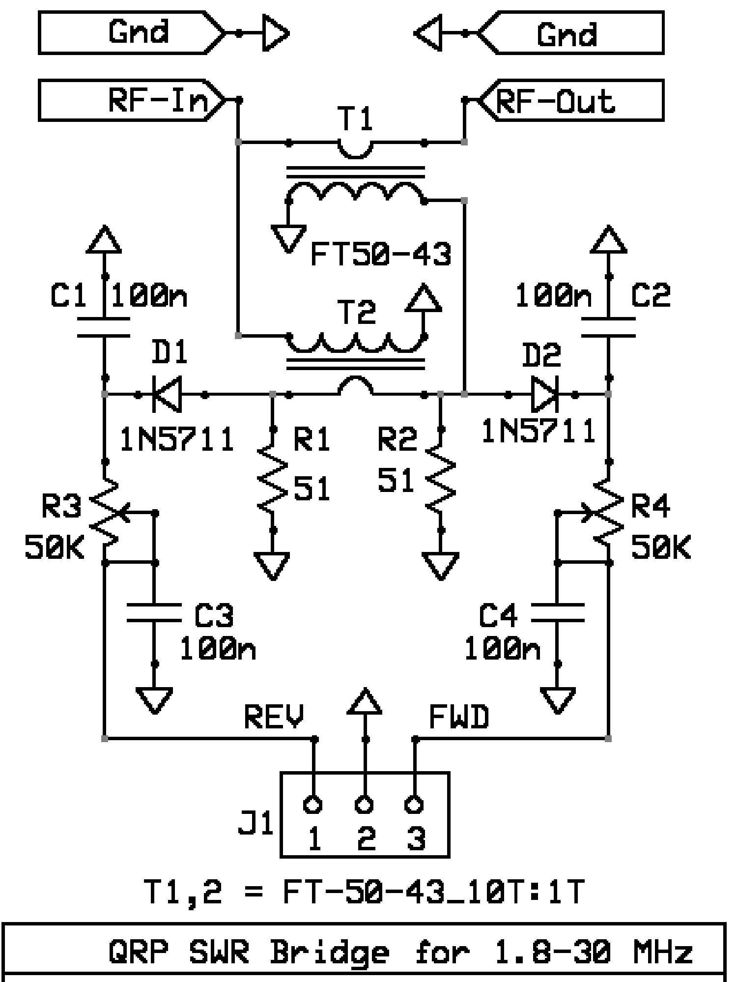 1.8-30MHz / 3.5-30MHz SWR Bridge, RF SWR Reflection Bridge v1.4, HF Band 1.8Mhz-30MHz / 3.5Mhz-30MHz