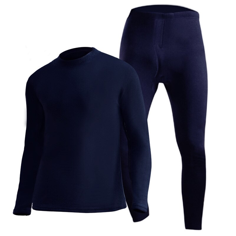 Calzoncillos largos de algodón para hombre, ropa interior térmica, traje grueso de lana y terciopelo con cuello alto, para invierno
