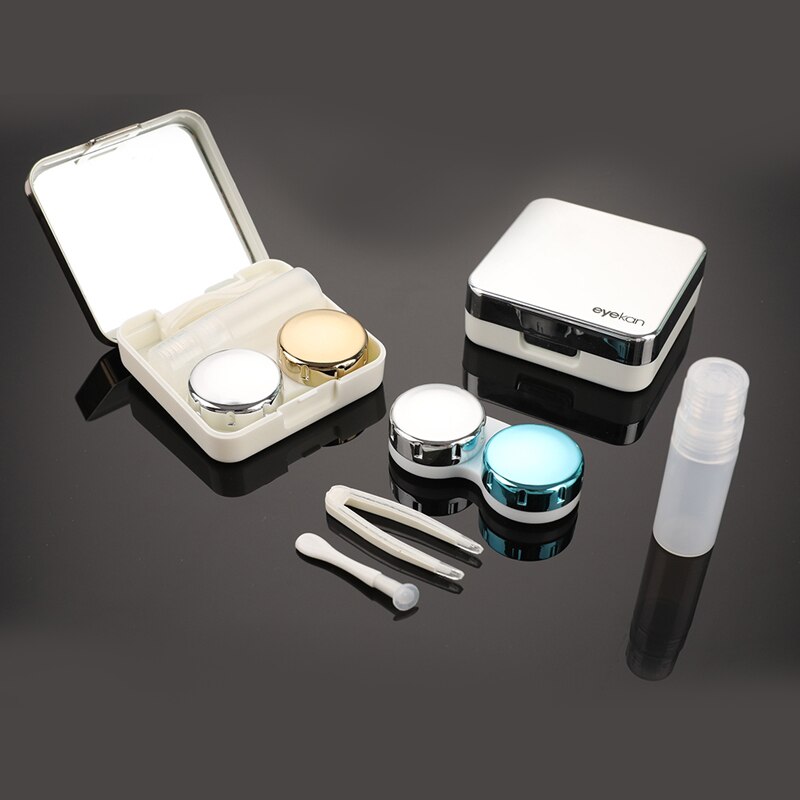 Contact Lens Case Mirror Soaking Container Business Travel Holder Kit Contact Lens Case Square Travel Portable