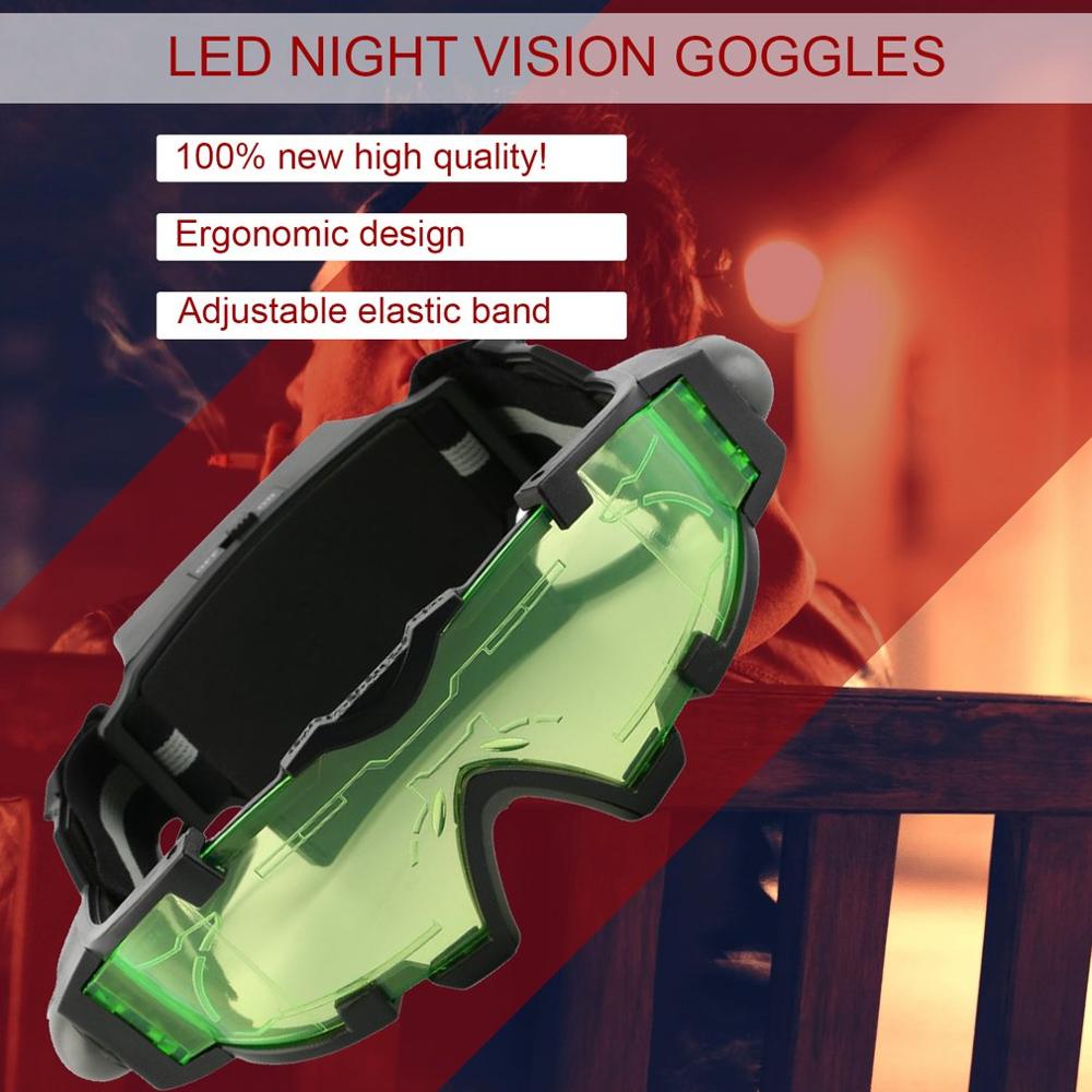 Lunettes de Vision nocturne pour enfants, lunette ergonomique, lunette de Vision nocturne, lunette verte, LED lumières, bande élastique ajustable
