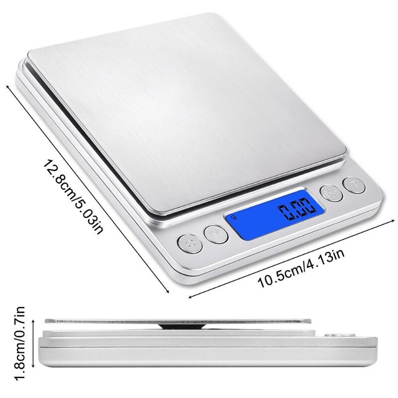 500g/1kg/2kg/3kg 0.1g Digital Electronic Scale Stainless Steel Precision Kitchen Food Scale With USB Weighing Measuring Tools