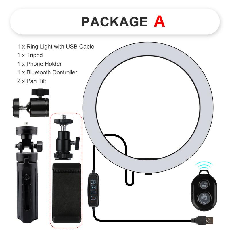 10 ''Selfie Ring Licht Met Tripode Para Movil Con Luz Telefoon Houder Aro De Luz Para Celular Led Maken up Light Met 3 Lichtstanden