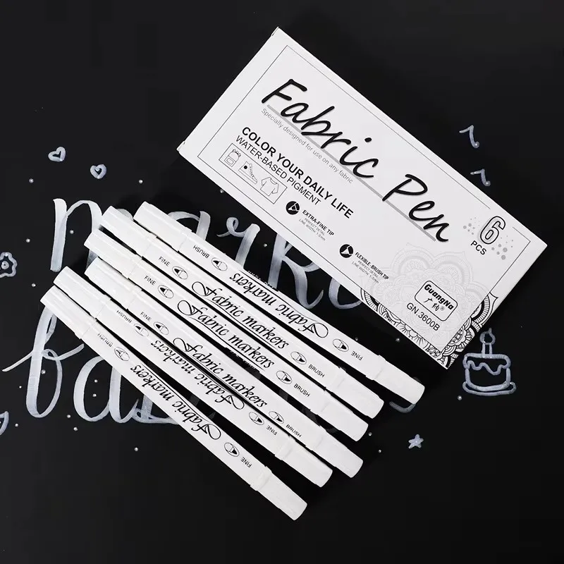 Witte waterdichte permanente stof textiel markeerstift set voor T-shirt schoenen kleding hout steen DIY kunst graffiti tekening schilderen
