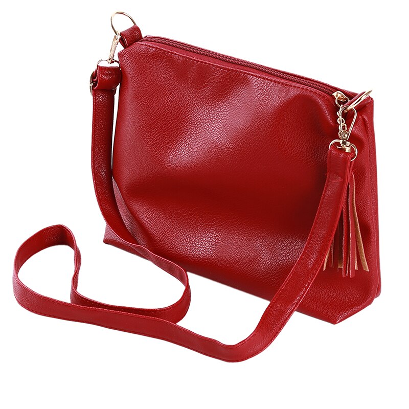 Vrouwen Tassen Leather Crossbody Bag Vrouwelijke Schoudertas Kwastje Luxe Vrouwen Grote Capaciteit Tassen Effen Kleur: Red wine