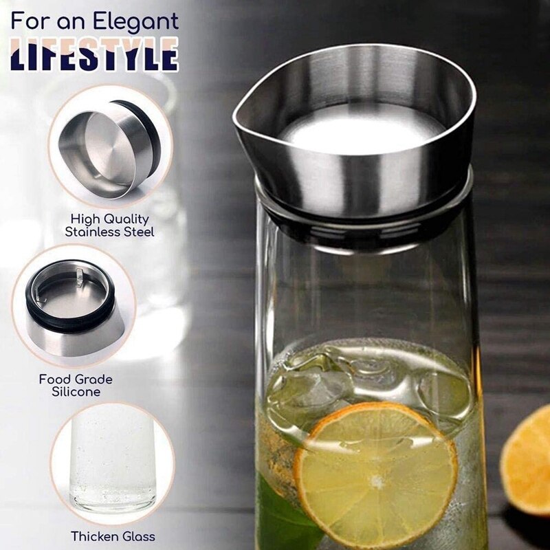 1L Glass Carafe with Lid,Borosilicate Glass Carafe,Juice Pitcher for Homemade Beverage/Ice Tea/Milk/Coffee