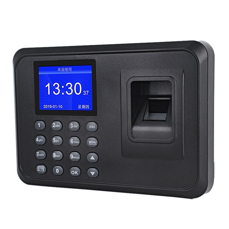 Máquina de asistencia de huellas dactilares pantalla LCD USB sistema de asistencia de huellas dactilares reloj de tiempo registrador de empleado-In (enchufe de la UE)