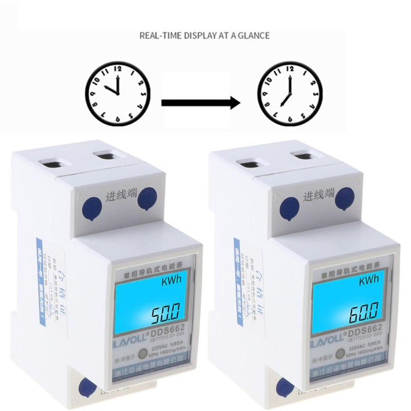 LCD Digital Power Consumption Meter Single Phase Energy Meter Watt kWh 230V AC