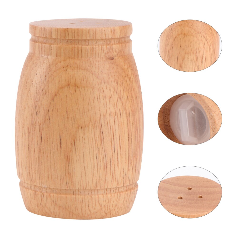 Tarro de madera para especias, pequeño para sal, agitador, botella de condimentos, contenedor con tapa para barbacoa y cocina: Default Title