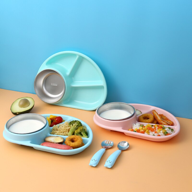 Toddler Infant Baby Dishes Cartoon Dinner Plate Environmentally Separated Child Food Plates Kids Dinnerware Tableware Tray