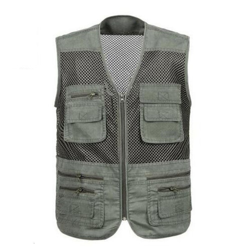 Top Mens Sleeveless Jacket Fisherman Waistcoat Male Summer Mesh Vest Coat Tank Top Plus Size 4XL