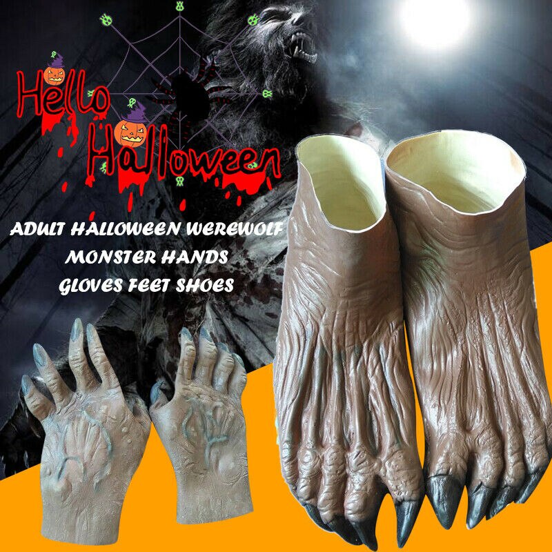 Werwolf Geist Hände Handschuhe/Füße Schuhe Erwachsene Halloween Phantasie Kostüm Liefert ein88