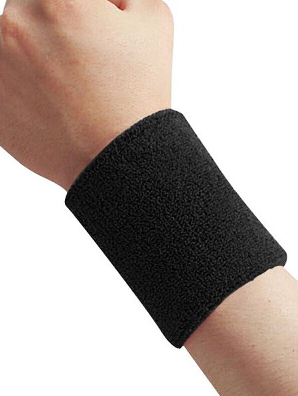 2 Stuks Sport Zweetband Badstof Pols Zweet Bands Tennis Squash Badminton Basketbal Polsband Gym Crossfit Pols Wraps Gyh: Black