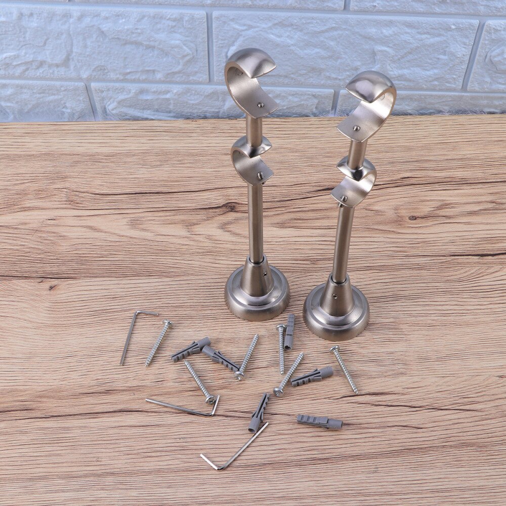 2 PCS 20mm/25mm Heavy Duty Dual Curtain Rod Brackets Practical Curtain Drapery Rod Holder