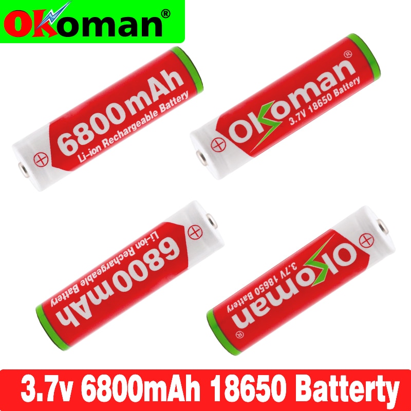100% Original 3.7v 6800mah 18650 Lithium Rechargeable Battery For battery pack power tool Flashlight batteries