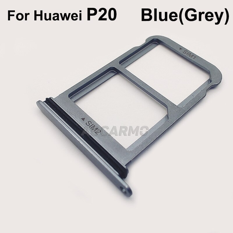 Aocarmo para Huawei P20 para Huawei P20 Pro Nano Metal bandeja de tarjeta Sim MicroSD recambio de soporte de ranura parte: P20-- Blue(Grey)