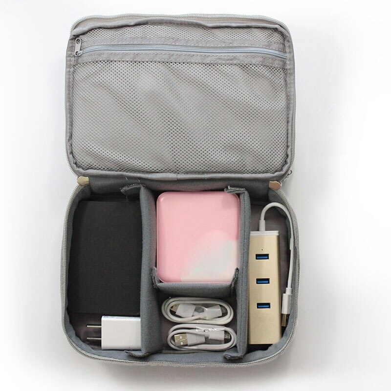 Accesorios electrónicos organizador de cables de datos bolsa de viaje de doble capa cargador USB caja de almacenamiento BHD2