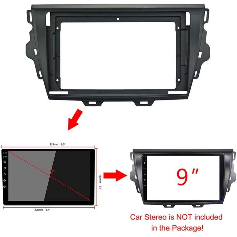 9 Inch 2 Din Car Fascia DVD Frame Kit Panel Dash Mount Installation Dashboard for GREAT WALL C30