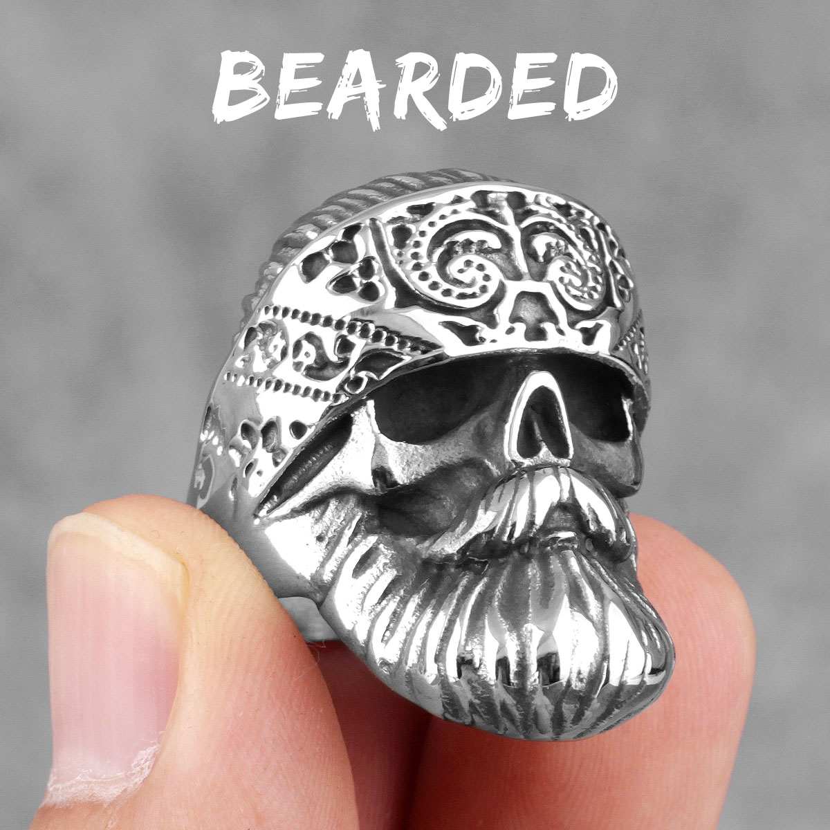 Anillos Hippie Skull Rider para hombre, joyería de acero inoxidable para mujer, Punk Retro, en Rock, accesorios de , , , Dropshiping: 13 / Negro