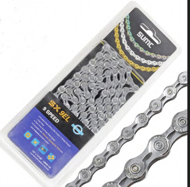 SUMC chaîne de vélo or arc-en-ciel chaîne de vélo X8 X9 X10 X11 X12 Super léger pour 9 10 vitesses vtt/vélo de route 116L creux: SX9EL  SILVER