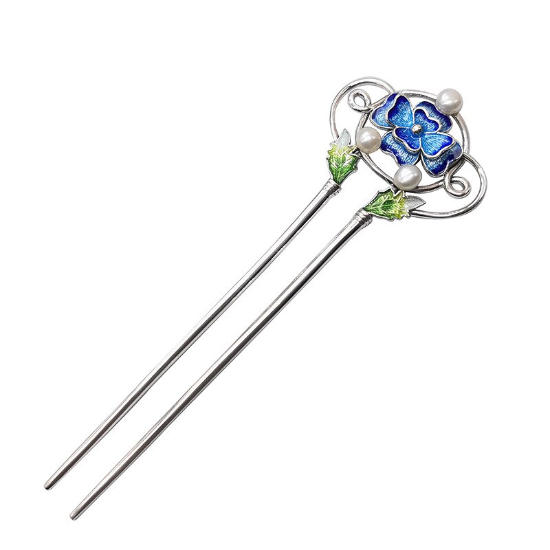 Bocai  s925 haaraccessoires aus sterlingsilber, beliebte cloisonné-perlen-emaille-haarnadeln aus reinem silber, schmuck für damen