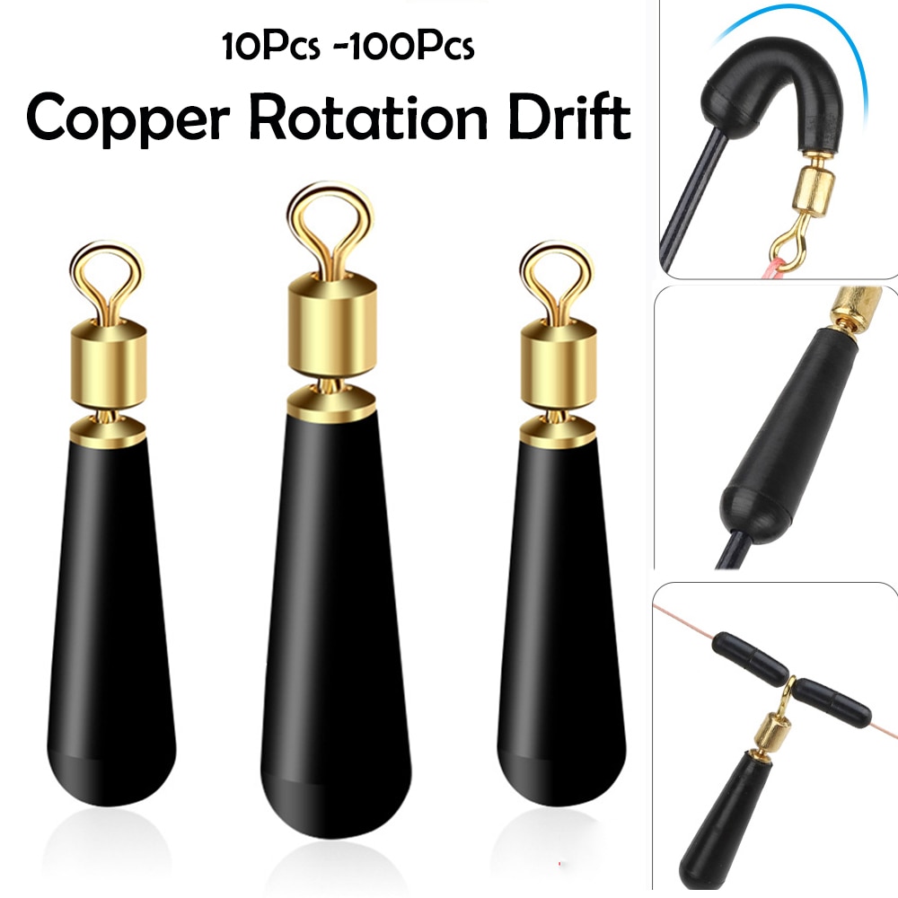 10 Stuks-100 Stuks Vistuig Blok Rotatie Drift Visdobbers Accessoire Bobber Koper Rubber Gereedschap Visvlotter Visserijvlotter Basis
